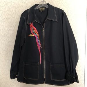 Bob Mackie Women's Jacket Wearable Art Embroidered Parrot Size Large